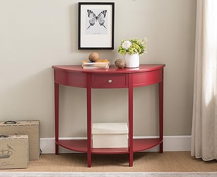 Amazon Com Kings Brand Furniture Red Finish Wood Half Round