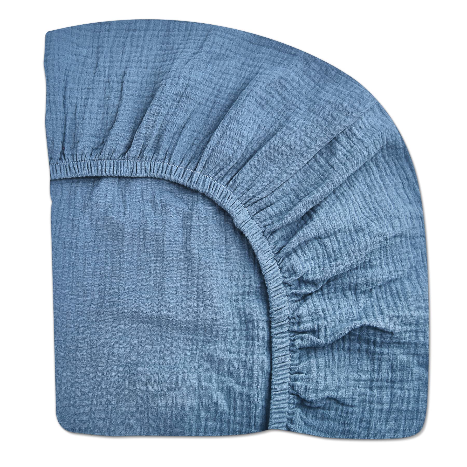 Photo 1 of Crib Sheets for Boys Girl, Fitted Baby Toddler Bed Sheets 28" x 52", Neutral Muslin Cotton Crib Mattress Bedding Soft and Breathable Comfort (Blue)