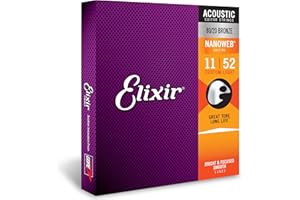Elixir Strings 80/20 Bronze Acoustic Guitar Strings w NANOWEB Coating, Custom Light (.011-.052)