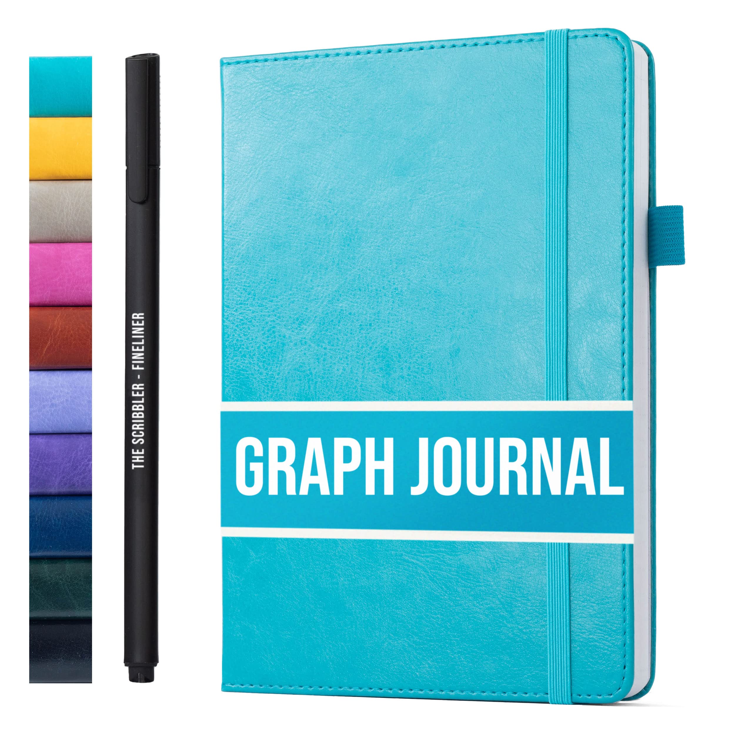 Scribbles That Matter Graph paper Notebook for writing | 200 pages A5 Squared notebook, 120gsm Thick Paper with Sticky Notes, pen holder, band, (V) leather hard cover graph notebook, 5.75x8.2 inches