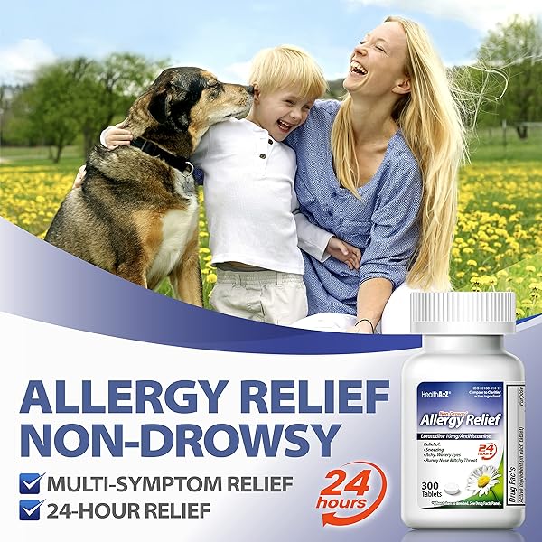 HEALTHA2Z® ALLERGY RELIEF | LORATADINE 10MG | ANTIHISTAMINE | NON-DROWSY | RELIEF FROM ITCHY THROAT, SNEEZING, RUNNY NOSES | 24-HOURS ALLERGY MEDICINE (300 TABLETS)