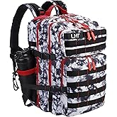 LHI Military Tactical Backpack for Men and Women 45L Army 3 Days Assault Pack Bag Large Rucksack with Molle System Black and white