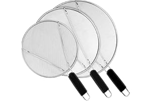 Splatter Screen for Frying Pan - 9.8" 11.4" 13" Grease Splatter Guard Hot Oil Splatter Guard, Stainless Steel Fine Mesh Splas