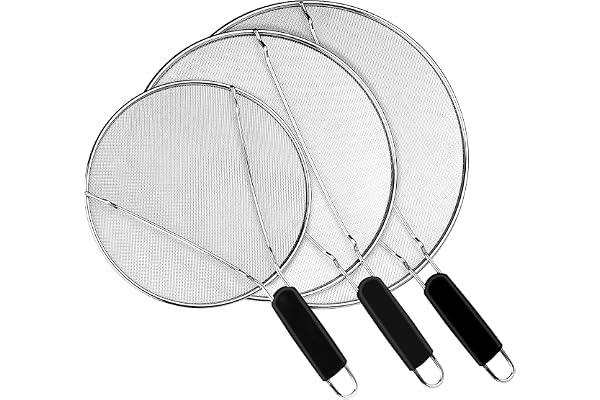 Splatter Screen for Frying Pan - 9.8" 11.4" 13" Grease Splatter Guard Hot Oil Splatter Guard, Stainless Steel Fine Mesh Splas