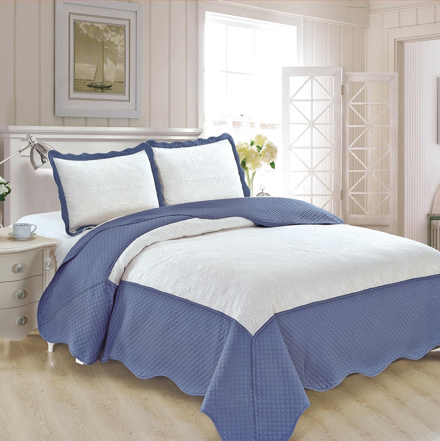 Fancy Collection 3pc California King Quilted Bedspread ...