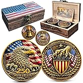 250th Anniversary USA Commemorative Coin Set with Wooden Gift Box, Patriotic Eagle &amp; Liberty Bell Coins, 1776&ndash;2026 Freedom Keepsake, Veteran Gift, 250 Anniversary America Merchandise