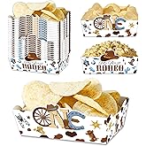 LeerooDecor 24 Pcs Western Theme Food Trays Cowboy 1st Birthday Party Decorations My First Rodeo Birthday Party Food Boats