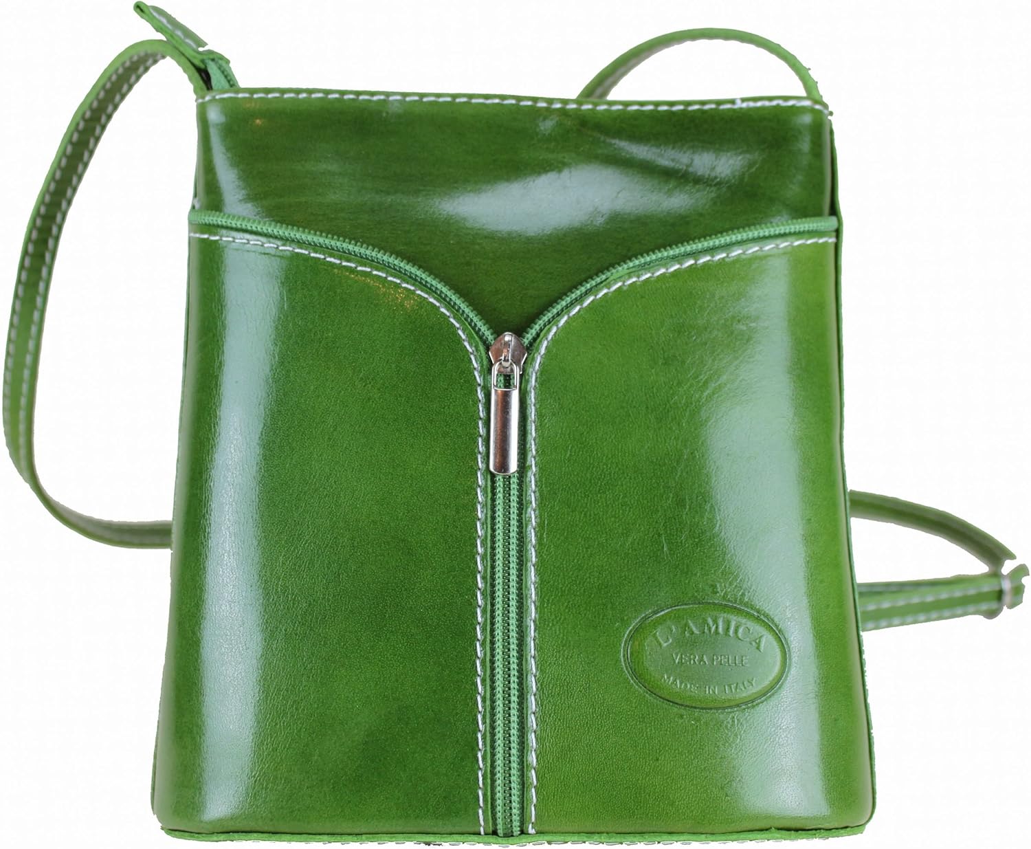Vera Pelle Exoticglitter Womens Cross Body Green Real Leather Bag (Made