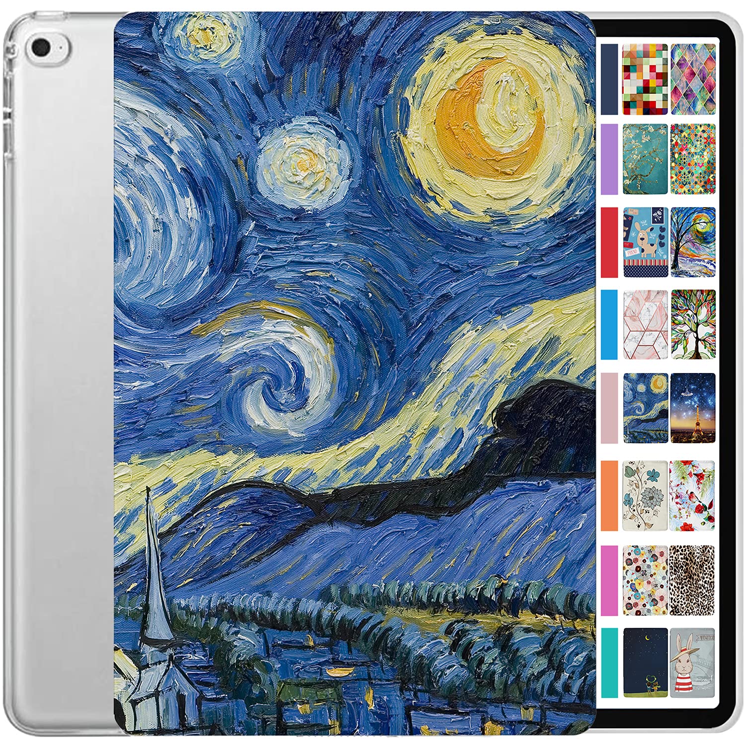 DuraSafe Cases Compatible with iPad 2015 PRO 12.9 Inch 1 Gen [ 1st Generation ] A1652 A1584 ML0H2B/A ML0G2B/A ML0N2B/A Printed Slim Hard Shell Protective Stand Cover - Starry Night