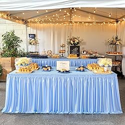 14ft Length Glitter Blue Table Skirt Rectangle