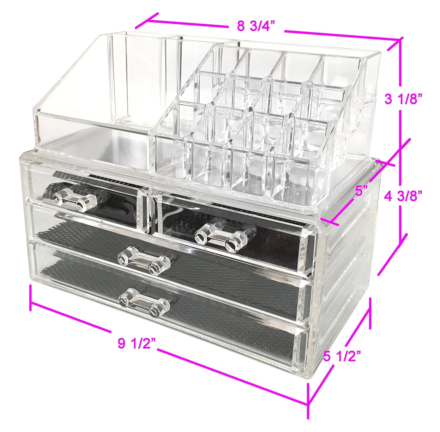 Sodynee Jewelry And Cosmetic Storage 2 Piece Acrylic Makeup