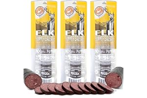 PEARSON RANCH SINCE 1959 PEARSON RANCH Wild Game Elk Summer Sausage - Elk Sausage, Exotic Meat, Low-Carb, Gluten-Free, MSG-Free, No Added Nitrites, Hickory Smoked, Pack of 3, 7 OZ Each