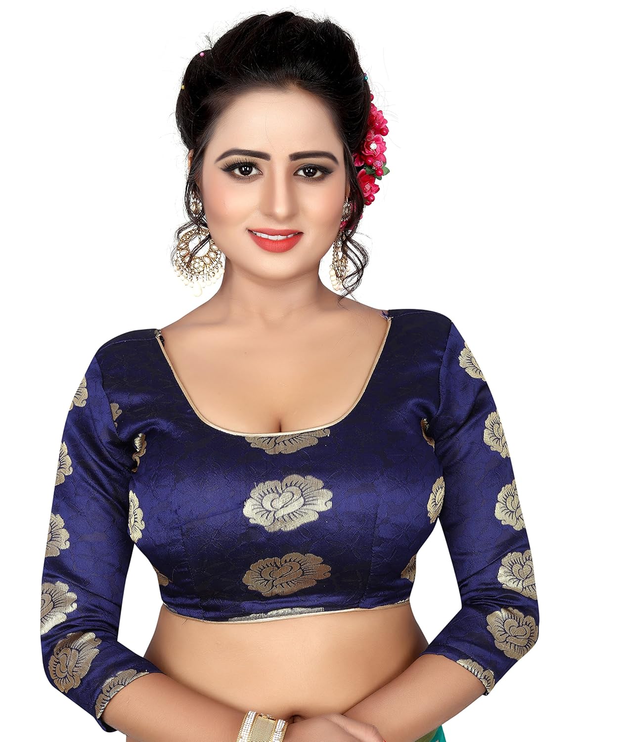 perfectblue chiffon saree with blouse piece