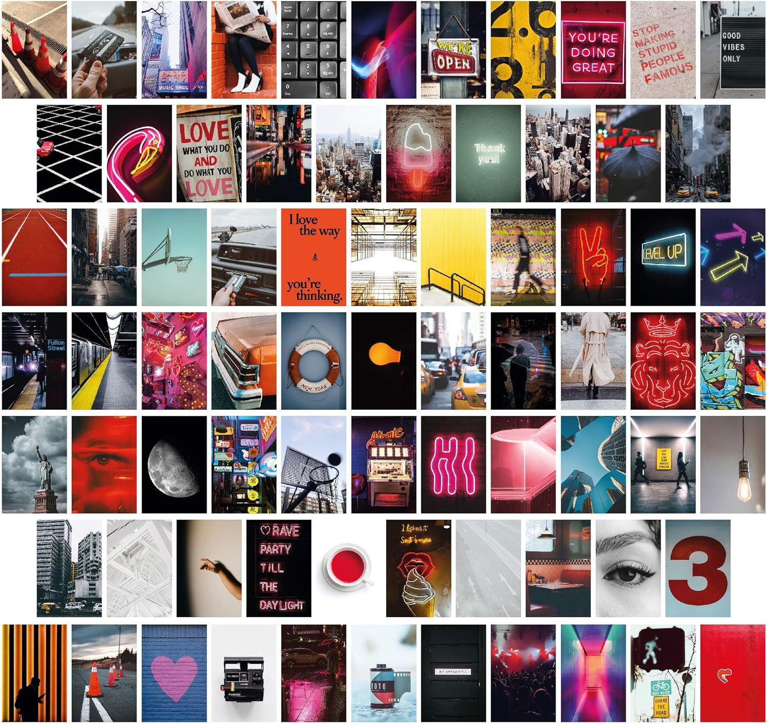 InspoLine City Edition Aesthetic Wall Collage Kit | Set of 75 PCS 4x6 inch Pictures | VSCO Teen Girls Room Decor | Dorm Photo Collection | Boho Posters for Bedroom