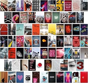 InspoLine City Edition Aesthetic Wall Collage Kit | Set of 75 PCS 4x6 inch Pictures | VSCO Teen Girls Room Decor | Dorm Photo Collection | Boho Posters for Bedroom