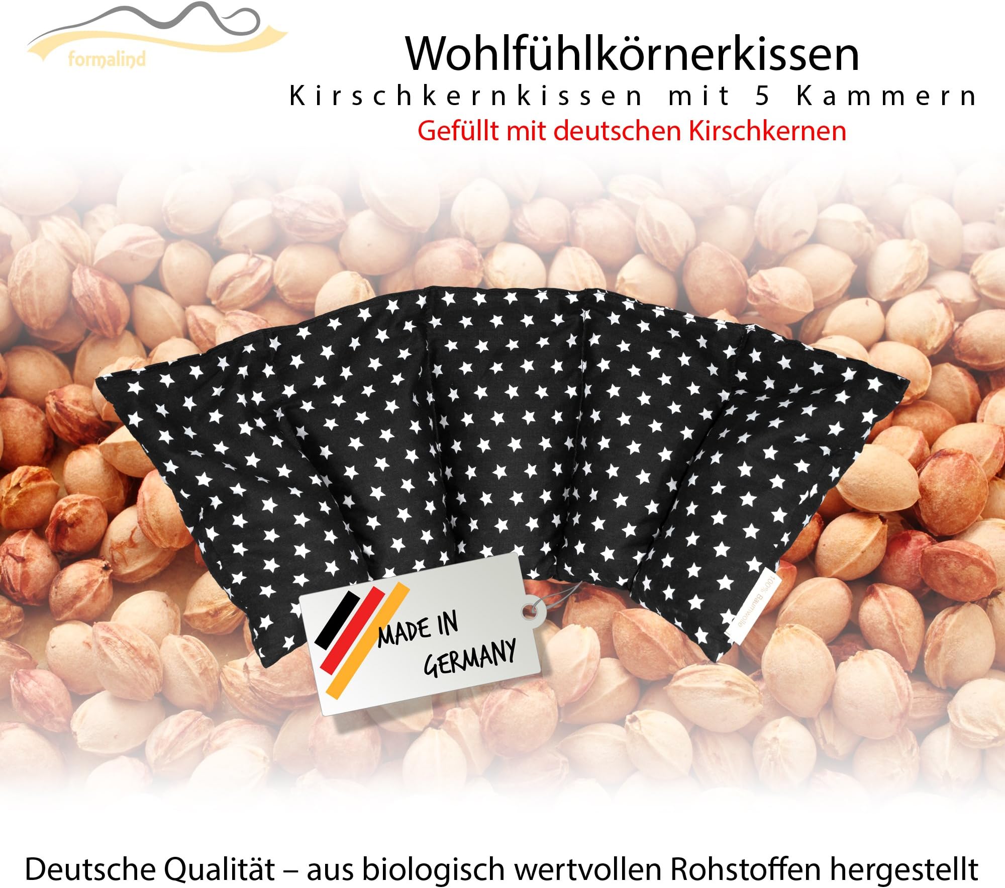 Unscented Natural Heat Bag - Filled with Cherry Pits - For Microwave Oven and Freezer // 18 Refreshing Colours! (black)