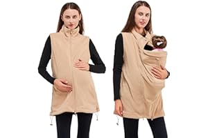 MaisMa Women's Fleece Zip Up Maternity Kangaroo Baby Carrier Hoodie for Baby and mom Maternity Kangaroo Hooded Jacket