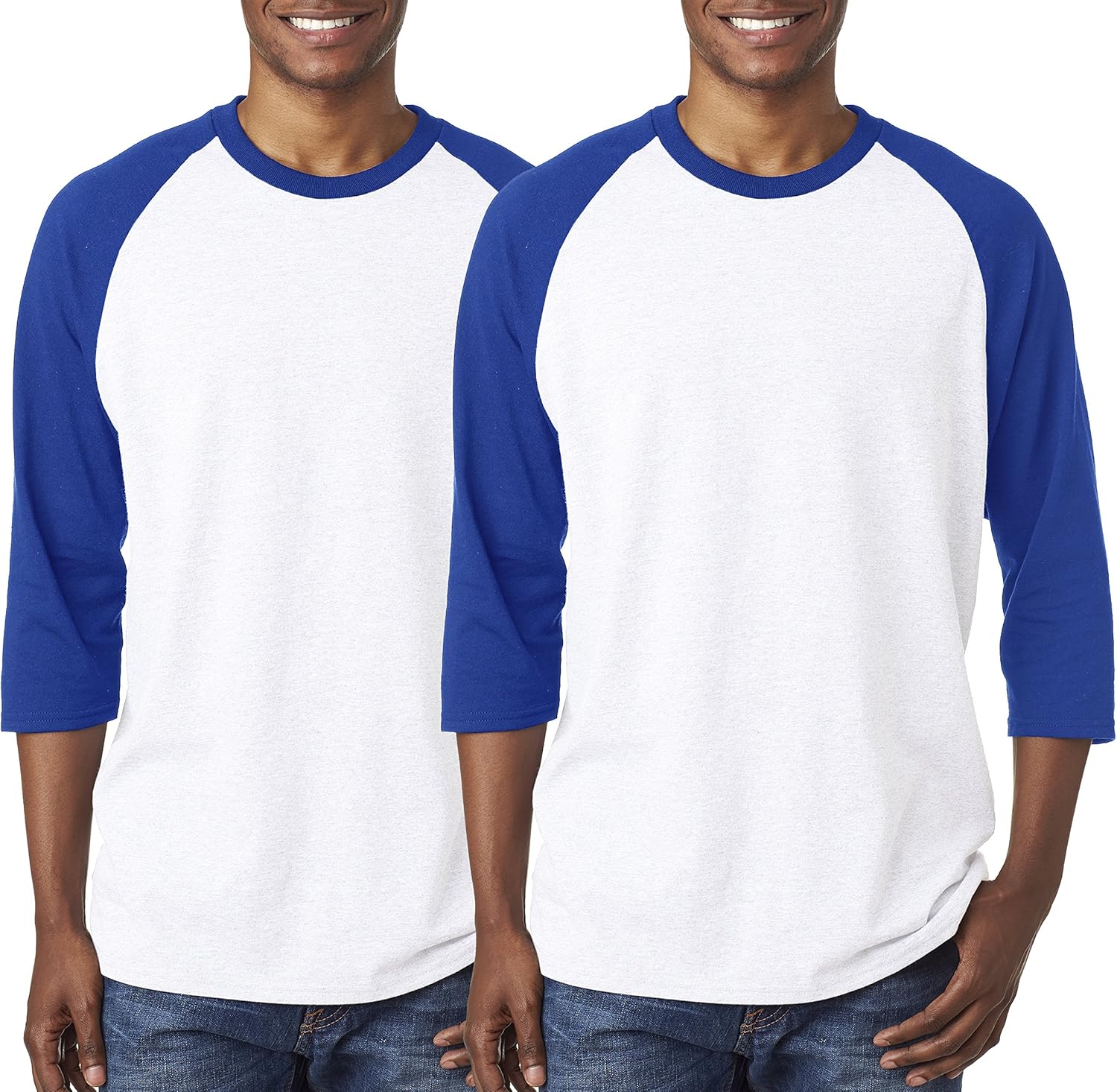 Gildan Men's Heavy Cotton 3/4 Sleeve Raglan Baseball Tees (Pack of 2