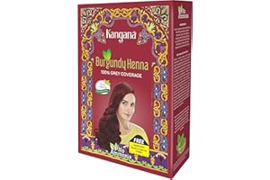 Kangana Burgundy Henna Powder for 100% Grey Coverage - Natural Henna Powder for Hair Dye/Color - 5 pouches inside- Total 50g (1.8 Oz)