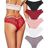 Knowyou Sexy Underwear for Women Lace Cheeky Panties V-waist Womens Underwear Soft Cute Low Rise Bikini Hipster for Ladies
