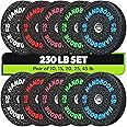 HANDBODE 2-Inch Bumper Plates High Bounce, Olympic Weight Plate Set 45/100/160/190/260/300lb, Barbell Weight Plates Set for Home Gym, Colored Weights Rubber Strength Training Plate for Weight Lifting