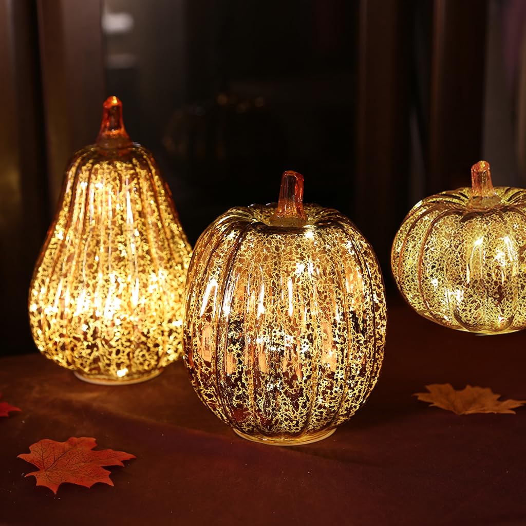 Glass Lighted Pumpkin with Timer WackyDecor