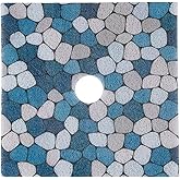 HOMBYS Square Shower Mat Non Slip,Shower Mat with Drain Hole in Middle,Shower Floor Mats for Inside Shower,PVC Loofah Shower Stall Mat,Secure in Shower Mat,Boho Bath Mats for Shower