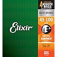 Elixir Strings 80/20 Bronze Acoustic 4-String Bass Strings w NANOWEB Coating, Long Scale, Light (.045-.100)