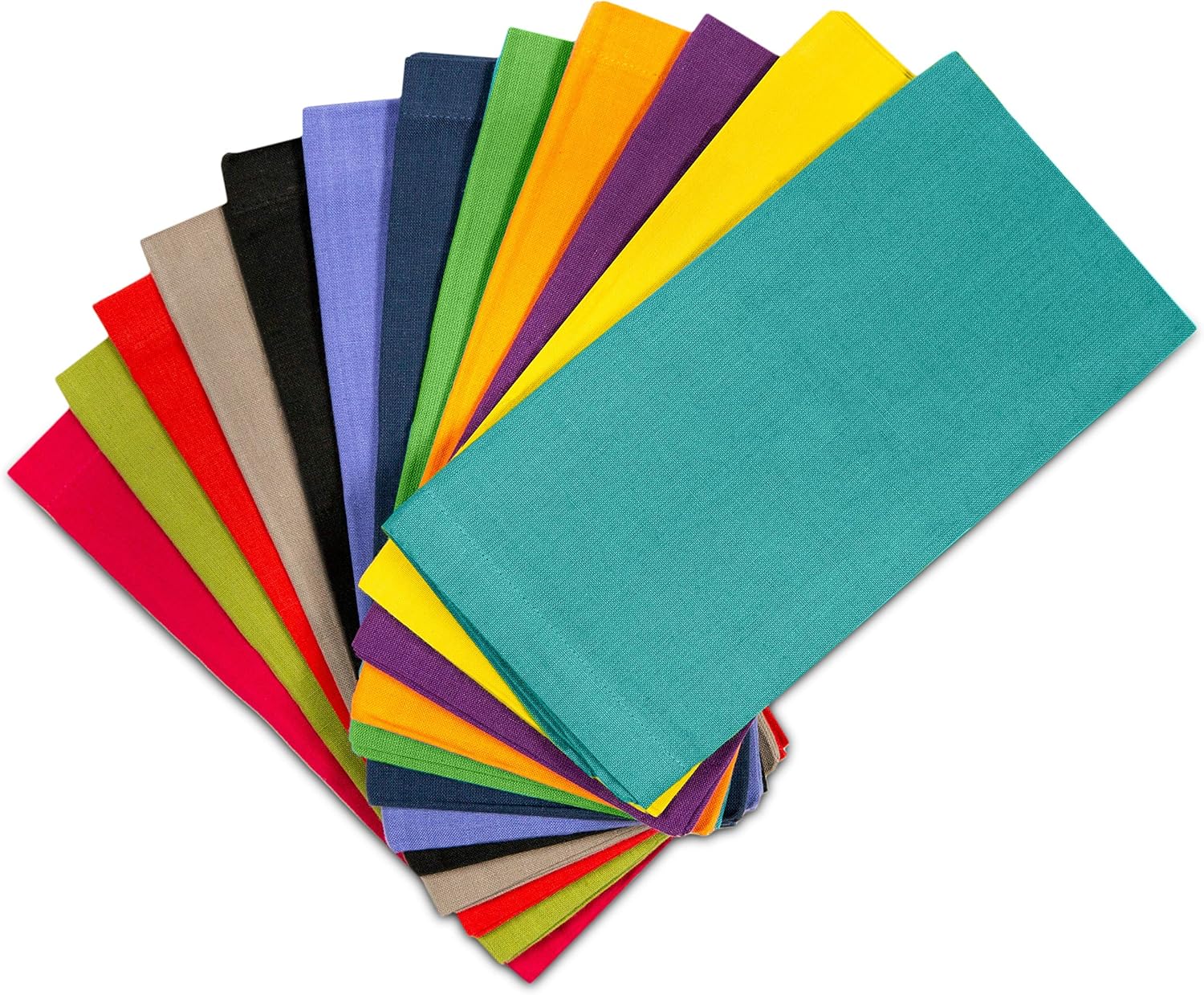 COTTON CRAFT Classic Cotton Kaleidoscope Set of 12 Pure Cotton 20 x 20 Inch Dinner Napkins, Assorted Colors: Home & Kitchen