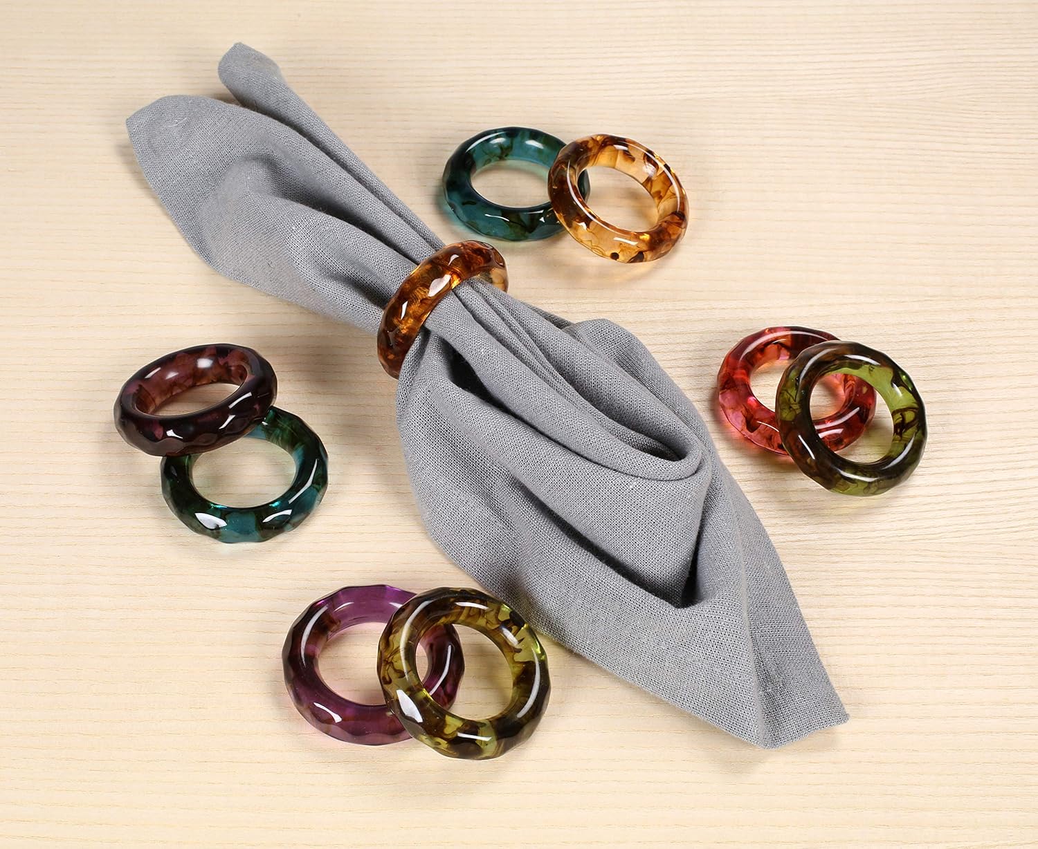 Alpha Living Home Spring Napkin Rings Set of 12, Color Napkin Holders, Napkin Rings Bulk for Party Decoration, Dinning Table, Everyday, Family Gatherings - A Great Tabletop Décor - Multi: Home & Kitchen