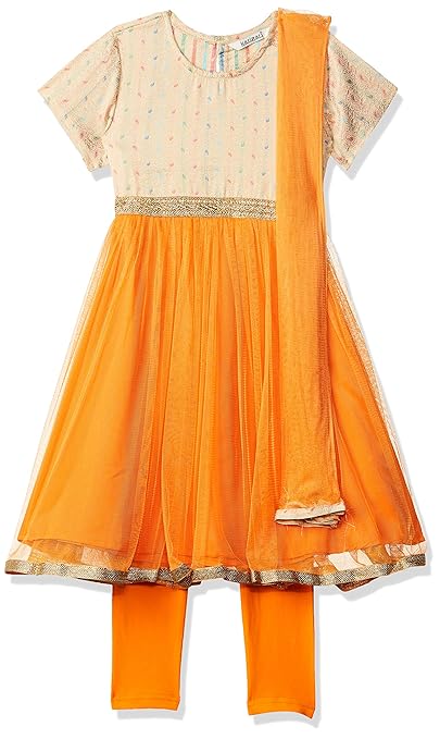 Karigari Girl's Cotton Dress Suit (400017786018_Beige_03y)