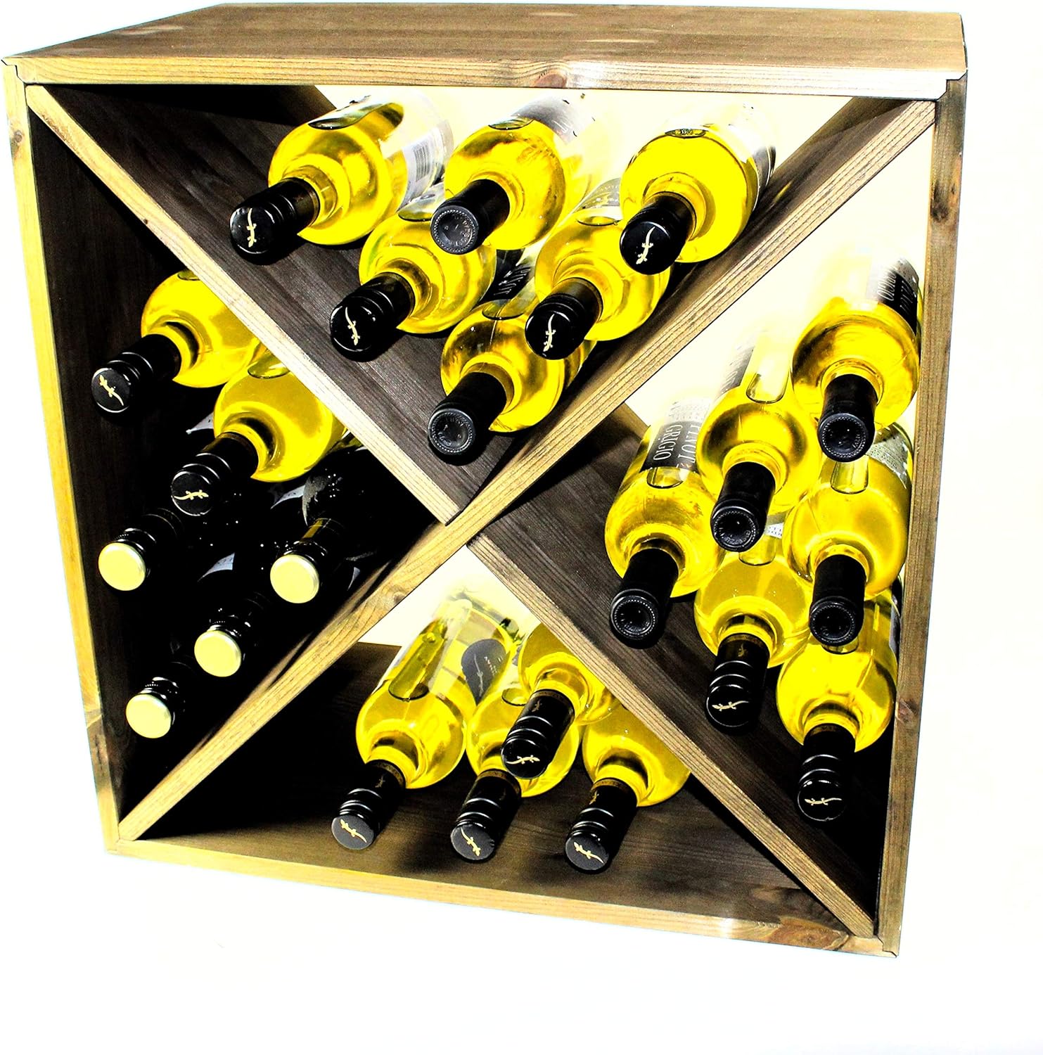 Wine Rack Cube Flat Pack Walnut Amazon.co.uk Kitchen & Home