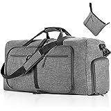 Vomgomfom Travel Duffle Bag for Men, Foldable Travel Duffel Bag with Shoes Compartment Overnight Bag for Men Women Waterproof