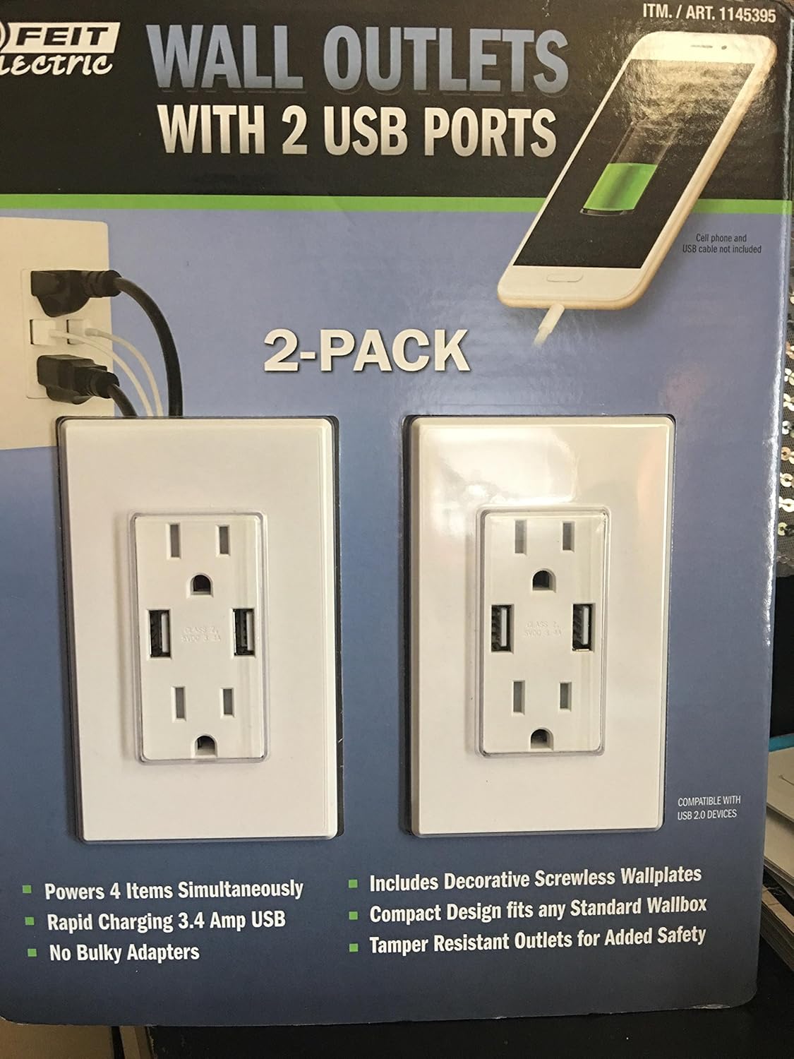 Feit Electric Wall Outlets With 2 Usb Ports Amazon Com
