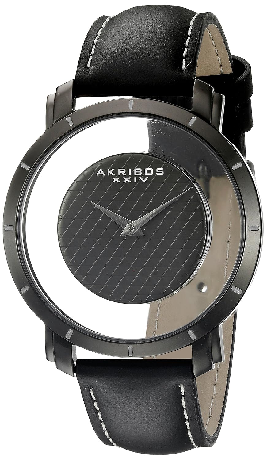希少 Akribos Xxiv Men S Ak856bkラウンドブラックand See Thru Dialクオーツブラックストラップウォッチ B0145fxoc6 Hermescolleges Ca