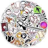 50PCS Sports Baseball Decal Water Bottle, Cool Waterproof Vinyl Baseball Theme Laptop Decal, Teens Kids Adults Players Baseball Helmet Sports Equipment Skateboard Luggage Bicycle Guitar Decoration