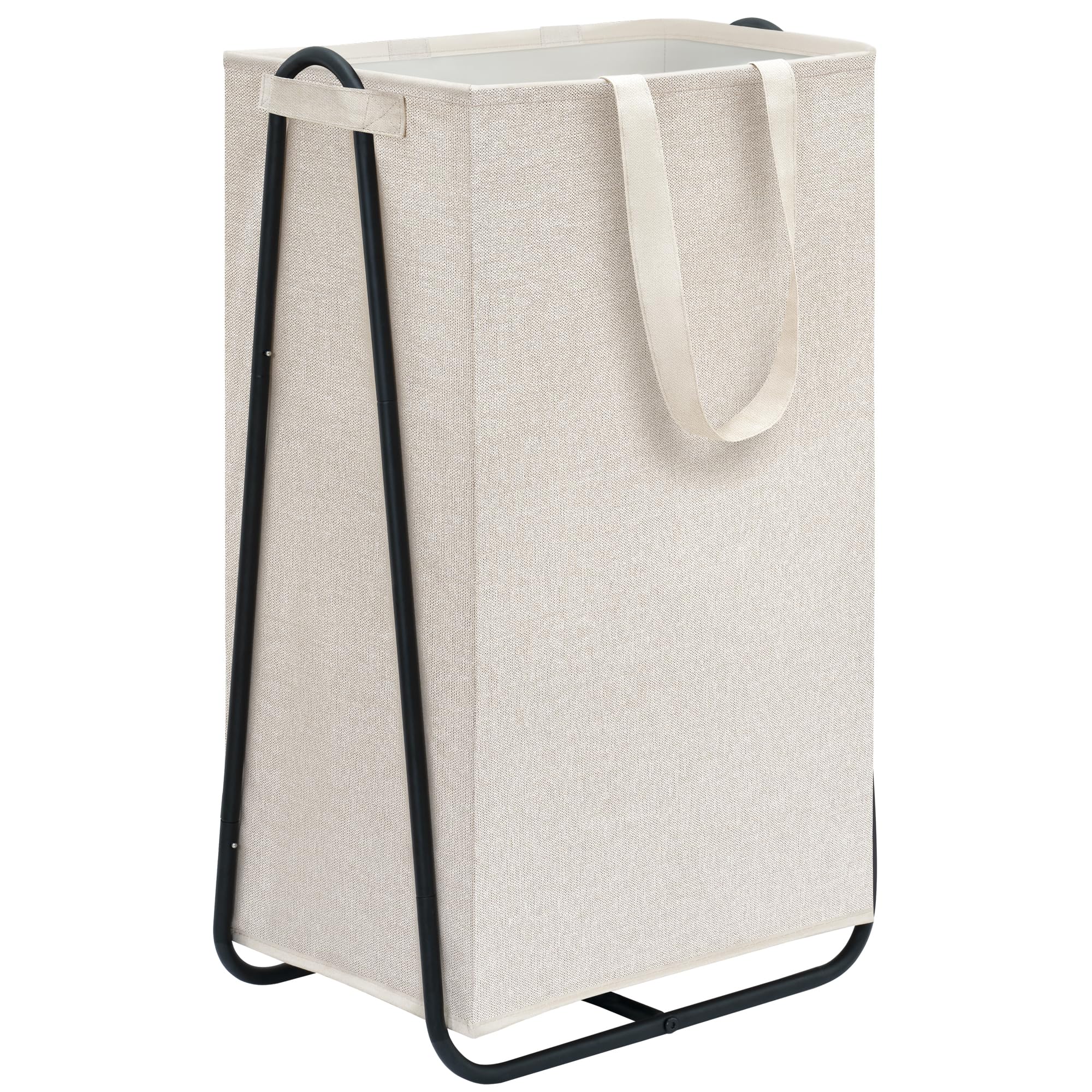 Photo 1 of ***FOR PARTS MISSING PIECES***ESTORAGE MANIAC Laundry Hamper with Metal Rack, Large Laundry Basket with Triangle Frame, Collapsible Dirty Clothes Hamper with Handles for Dorm, College, Small Space, Closet, Bedroom, Beige