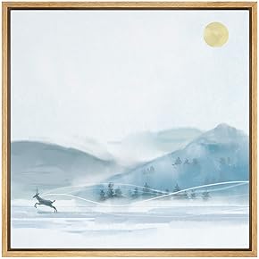 SIGNWIN Framed Canvas Wall Art Deer on Frozen...