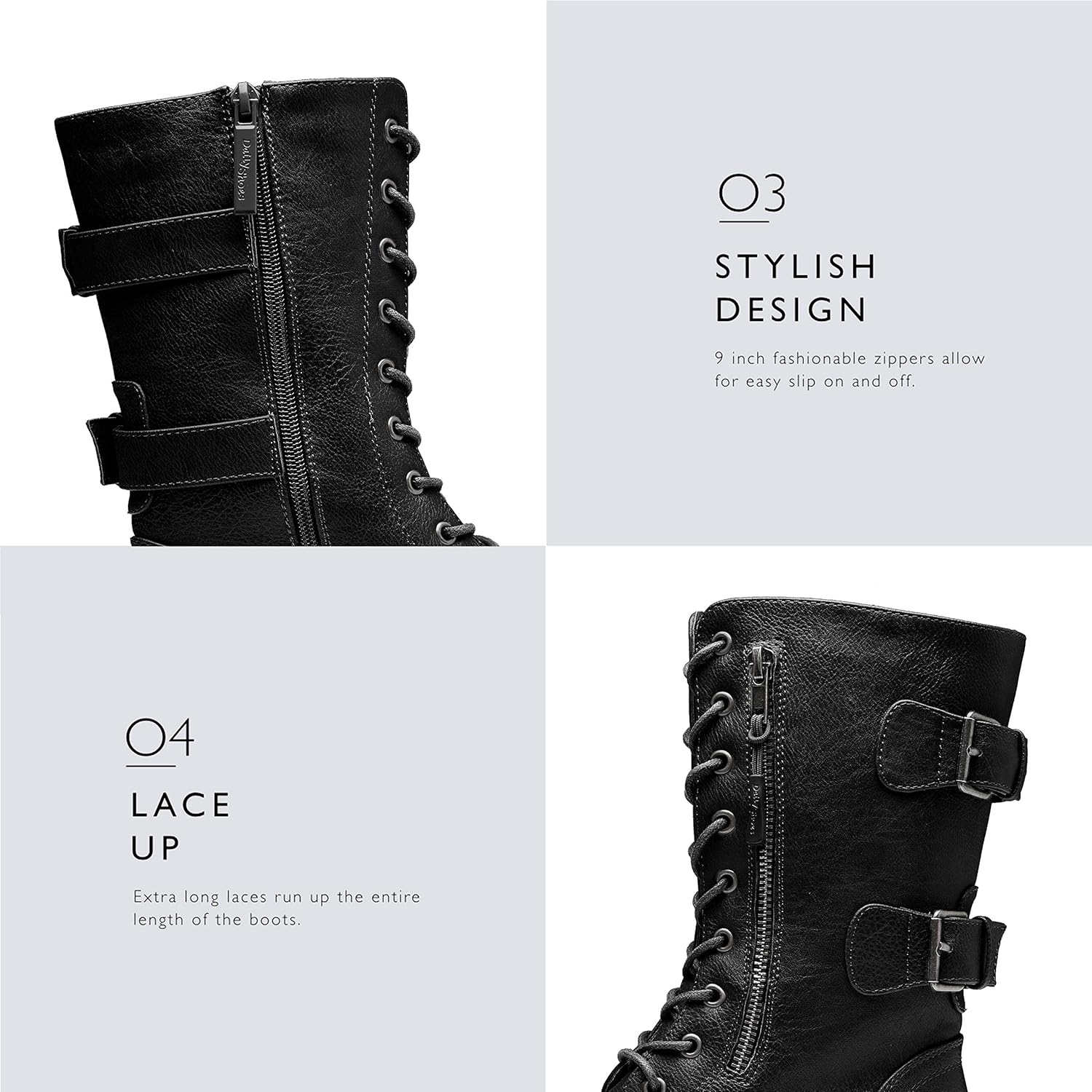 DailyShoes Women's Ankle Bootie High Lace up Military Combat Mid Calf Credit Card Knife Money Wallet Pocket Boots: Shoes