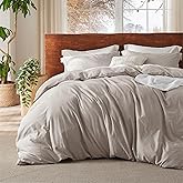Bedsure 100% Washed Cotton Duvet Cover Oversized King - Natural Minimalist Cotton Duvet Cover Linen Like Breathable - GentleSoft™ Plain Simple Bedding (Natural, Oversized King, 120"x98")