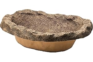 GARDENISED Small Flower Faux Rock Fiberglass Garden Decorative Water Pond, 17 Gallon Sandstone Outdoor Patio Bed Waterfall Pond