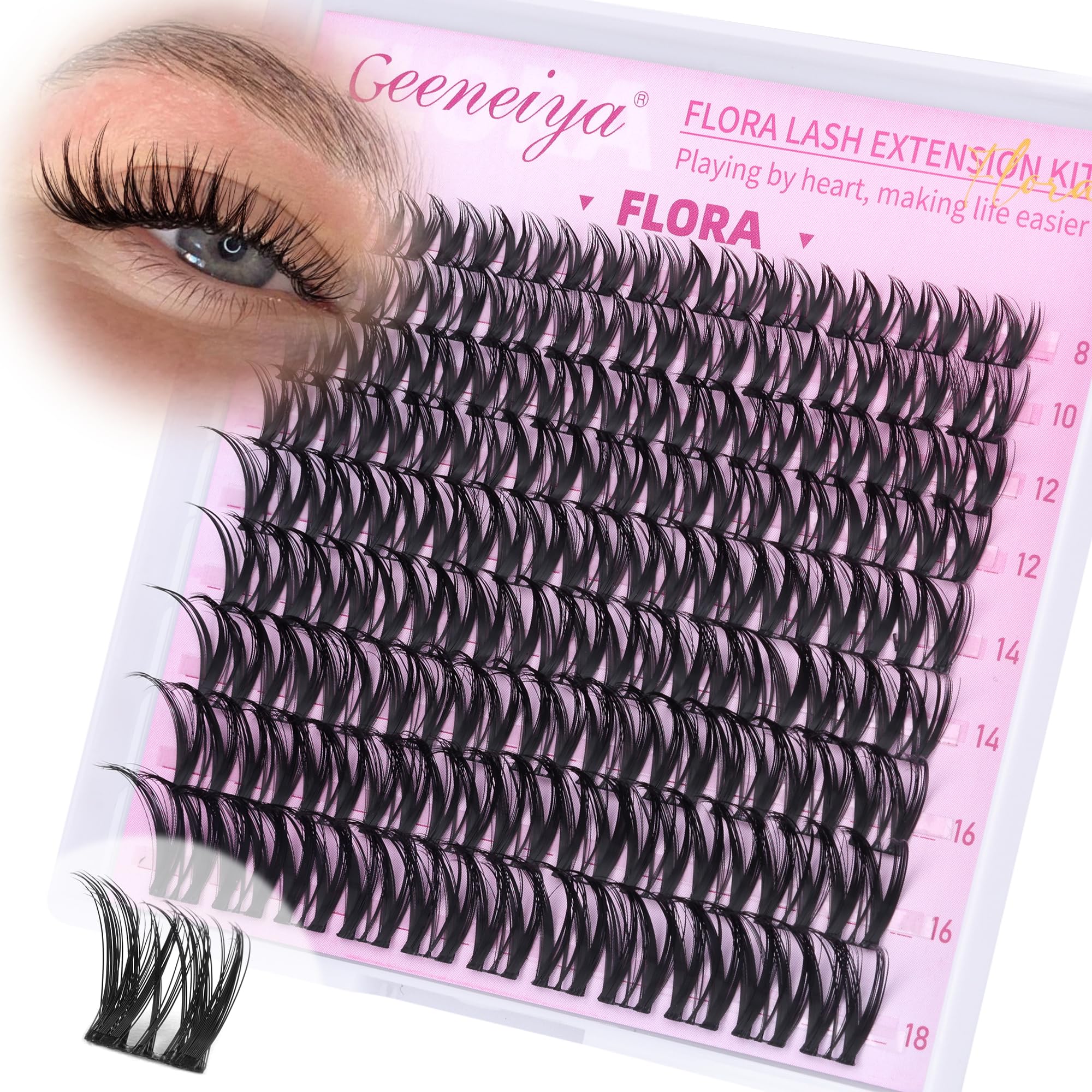 Photo 1 of ***MISSING LASHES*** Geeneiya FLORA Lash Clusters, 8-18MM Wispy Eyelash Clusters, Natural Cluster Lashes for Beginners, Waterproof Cluster Eyelash Extensions DIY Lashes (Not Kit)