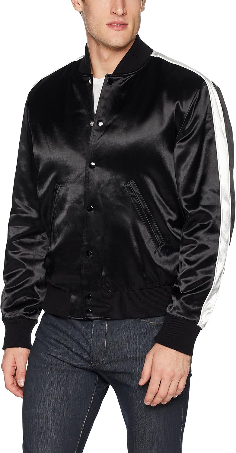 The Kooples mens Soft Bomber Jacket With Contrasting White Stripe on