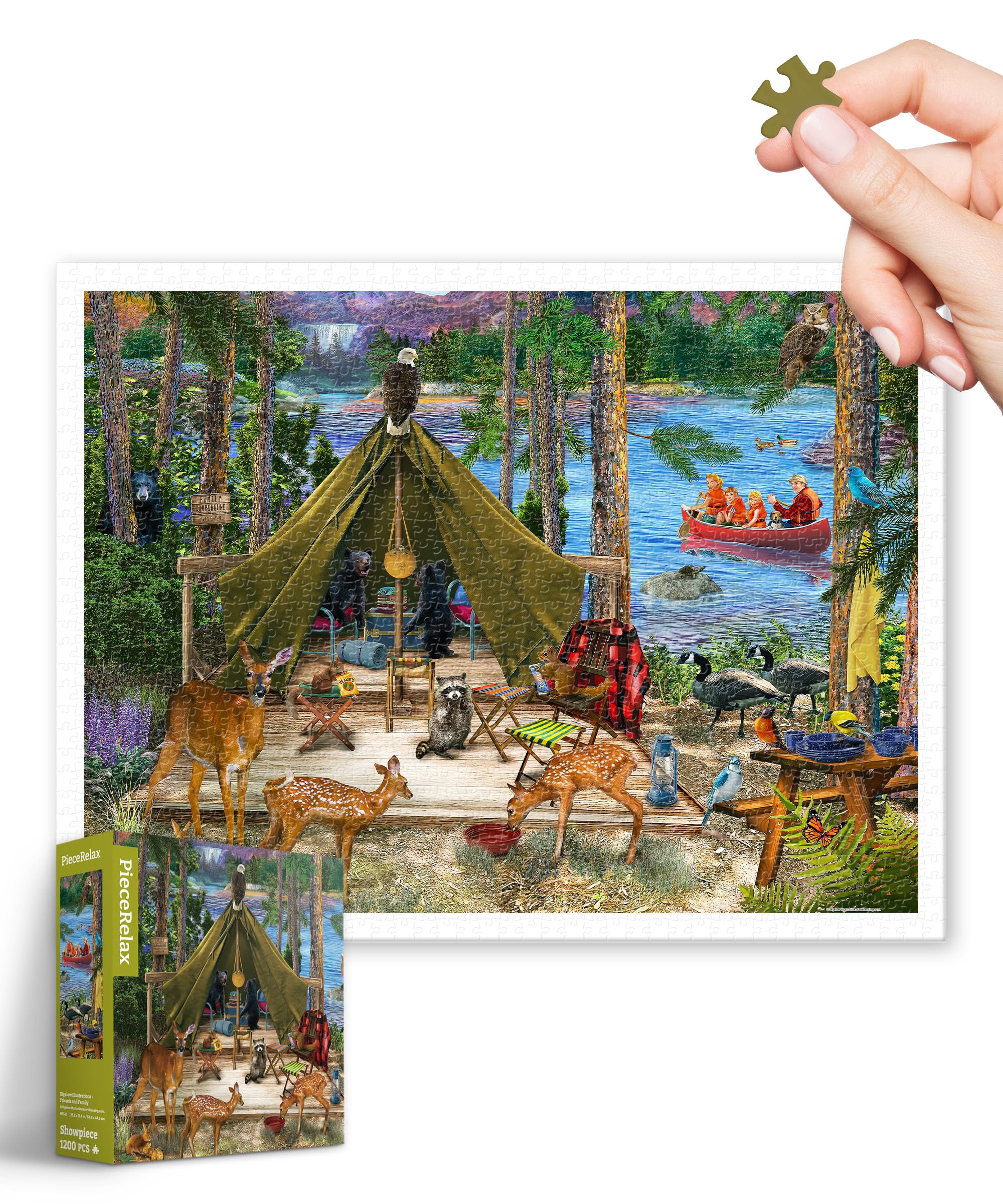 PieceRelax Plastic Jigsaw Puzzles for Adults 1200 Pieces - Bigelow Illustrations - Friends and Family Most Satisfying Table Games and Gifts No Puzzle Mat Required [H3567]