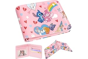 Oqplog Leather Wallet for Boys Wallets for Girls Kids Wallet Cute Kawaii Cartoon Aesthetic Character Fun Purse Credit ID Card Slim Thin Bi-fold Small Coin Purses for Teens Minimalist Rainbow