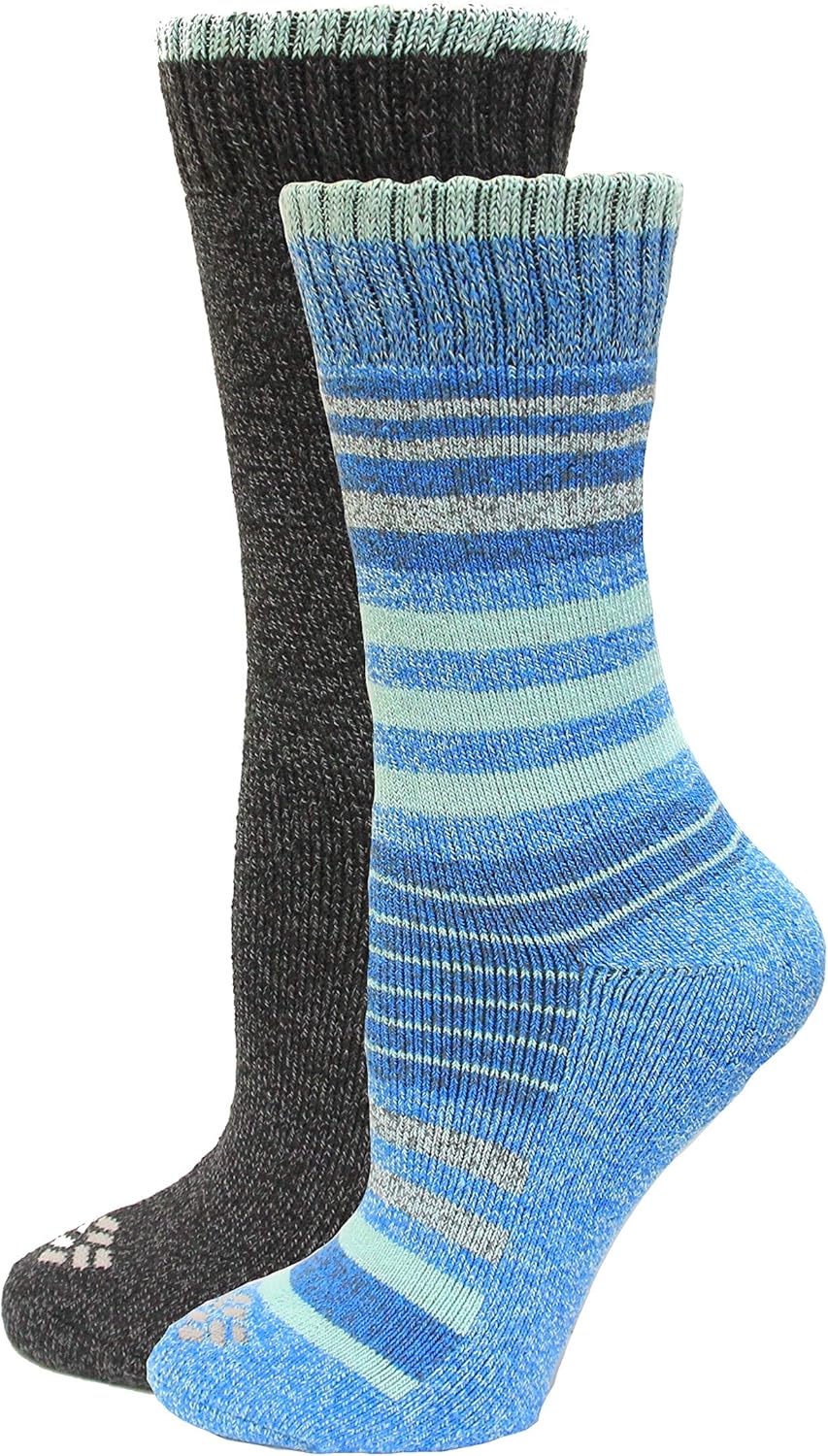 Columbia Women's Moisture Control Crew Socks, Fjord Blue Assort, 2 Pair