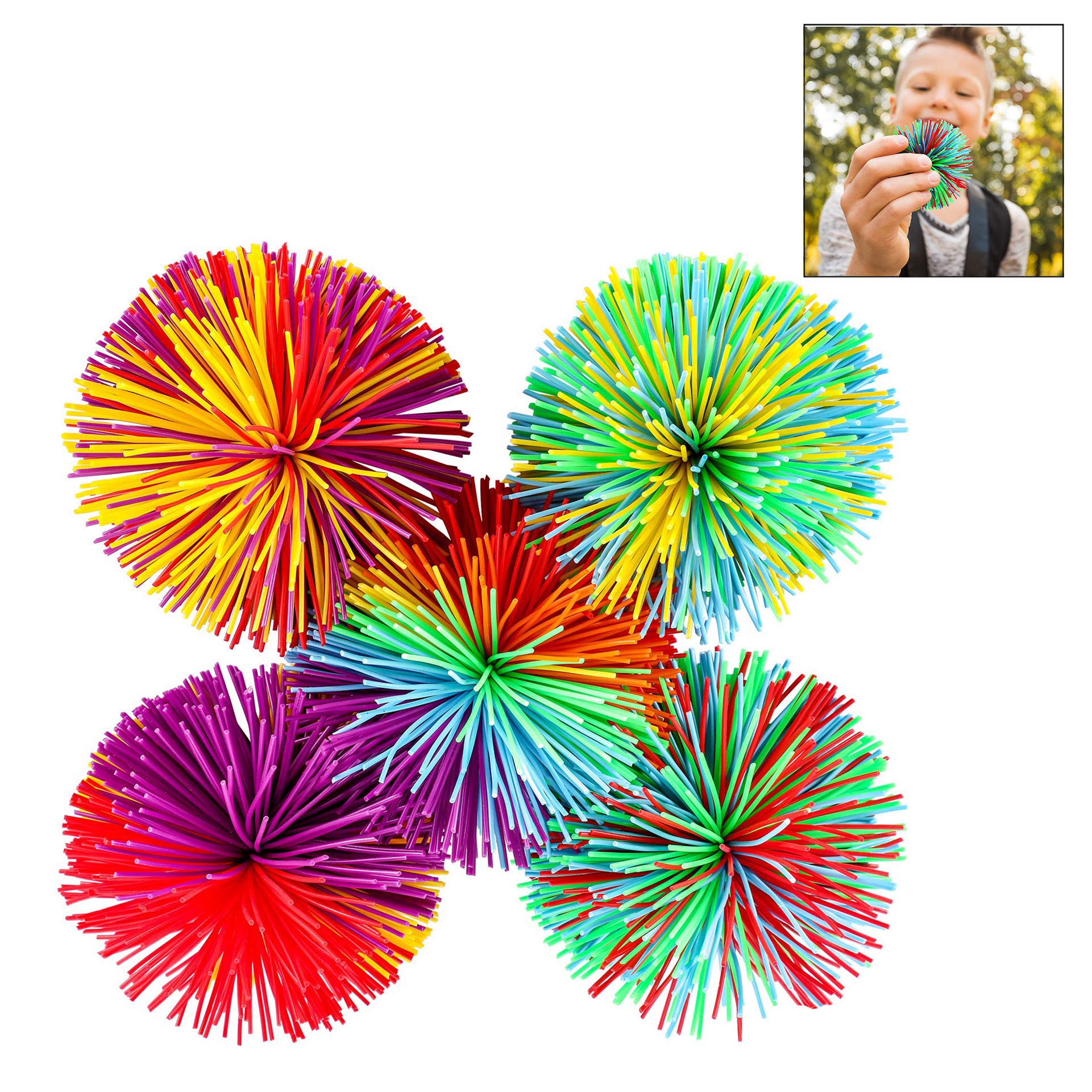 iwobi 5 Pcs Colorful Stretchy Balls Rainbow Silicone Sensory Stress Relief Toy for Kids