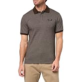 KARL LAGERFELD Men's Straight Collar Chest Logo Textured Short Sleeve Polo
