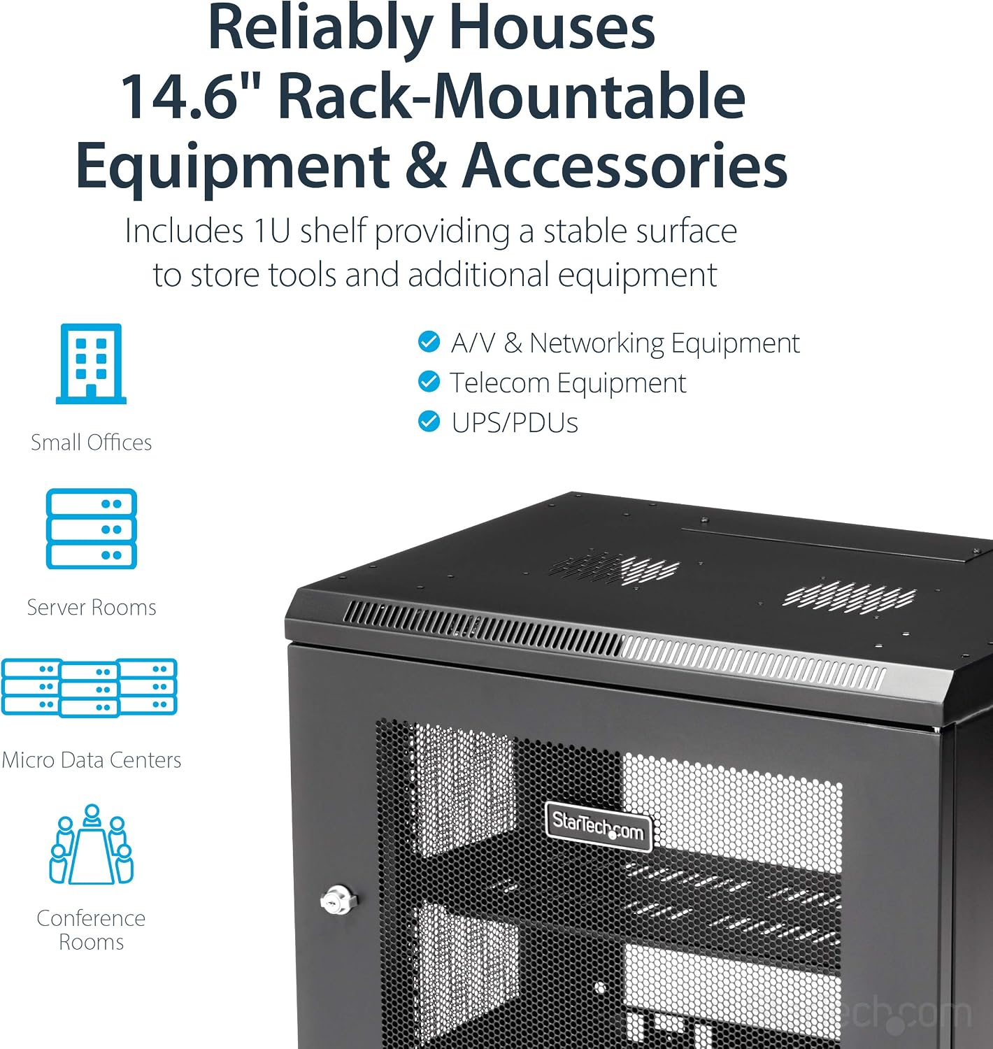 StarTech.com 2-Post 9U Wall Mount Network Cabinet w/ 1U Shelf - Image 5