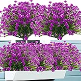 NOV FIRE Artificial Flowers for Outdoors,20 Bundles UV Resistant Outdoor Fake Daffodil Flowers,Artificial Faux Plastic Outdoor Flowers Greenery Shrubs Plants for Indoor Outside Decor(Fuchsia)